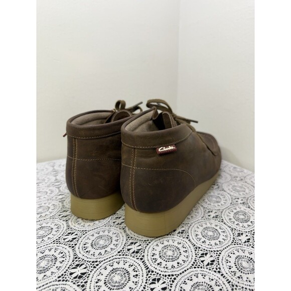 Clarks Mens 11.5M J Stinson Hi Brown Beeswax Juane Miel Leather Chukka Boots